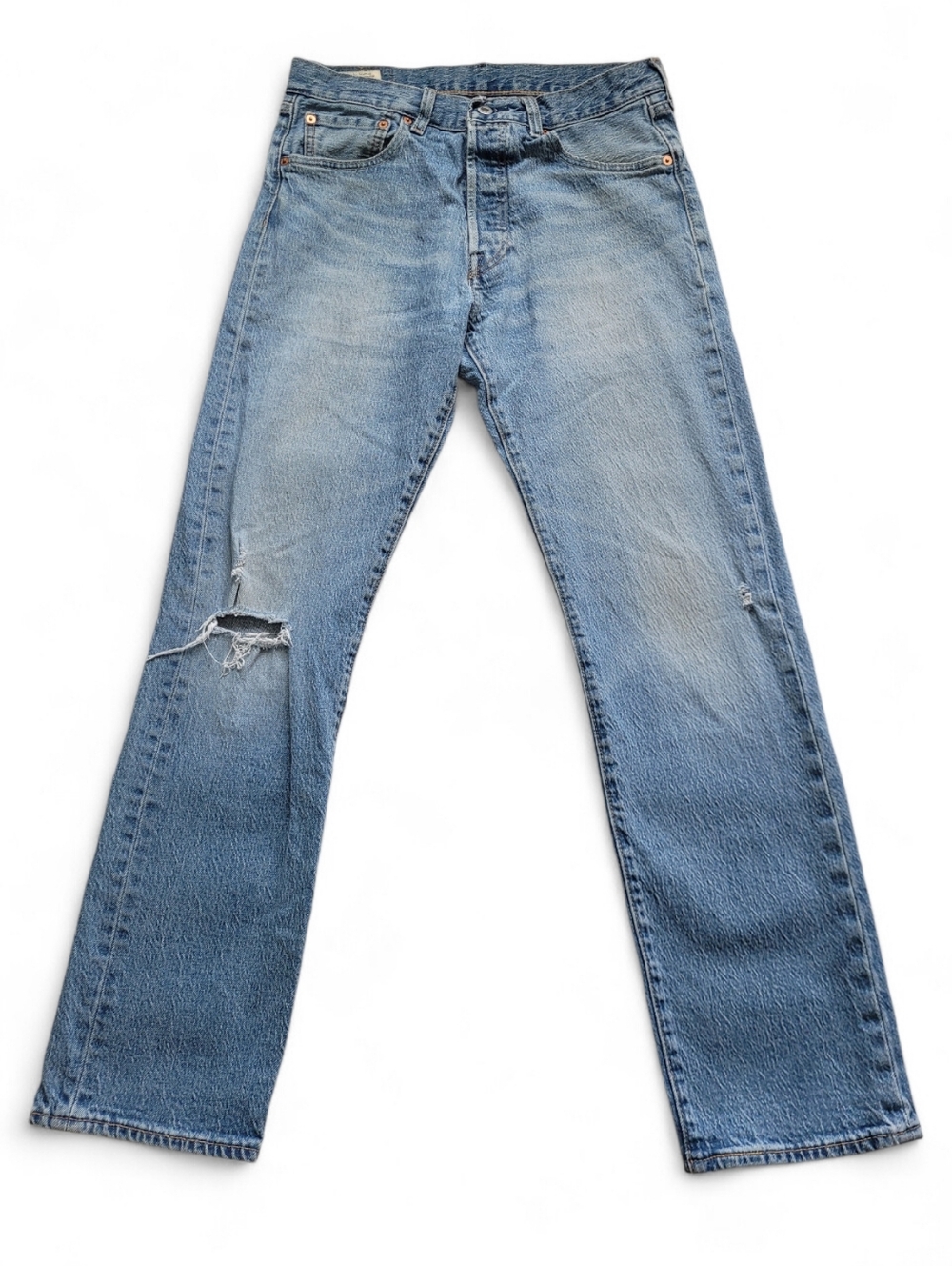 Levi's Premium 501 93 Straight Leg Jeans Distressed Blue Size 32 X 32 Retro 90s